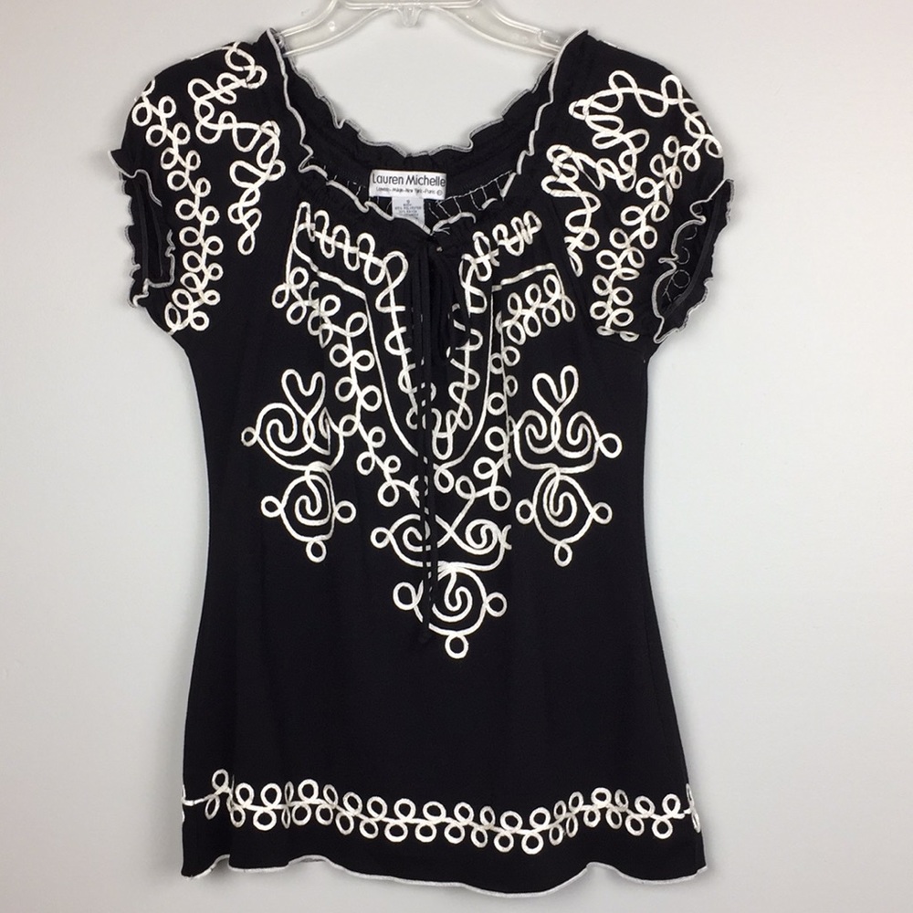 Lauren Michelle | Sz S | Black & White Blouse